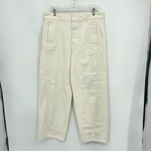 Club Monaco curved seam utility barrel pant cream white Sz 12
